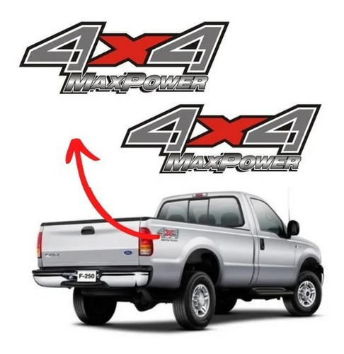 Adesivo Emblema Lateral Caçamba Ford F250 4x2 Maxpower Cor PRATA