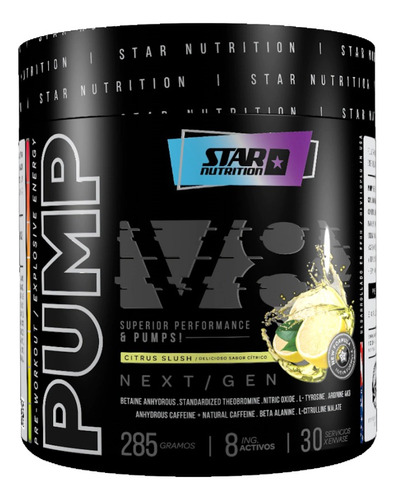 Pre Entreno Pump V8 Next Gen Star Nutrition 285g Lima Limon