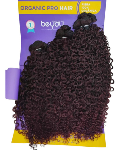 Cabelo Cacheado Fibra Orgánica Be.you Afro Paty (300g) Cor T2/118 Preto Com Vermelho Acajú