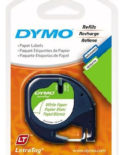 Dymo Paper Letratag Tape, Tamaño: 1/2  X 13 ', 2 Rollos / Pa