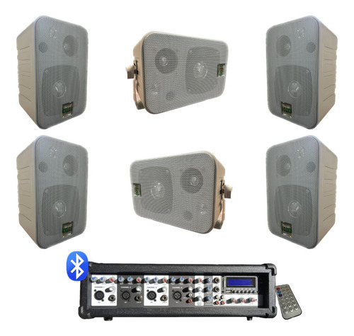 Combo 6 Parlantes Musica Funcional + Consola Potencia 4ch Bt