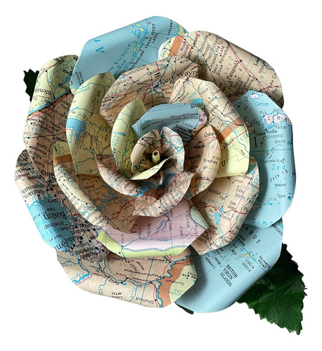 Literary Blooms Flores De Papel Con Mapa De Atlas Hechas A M