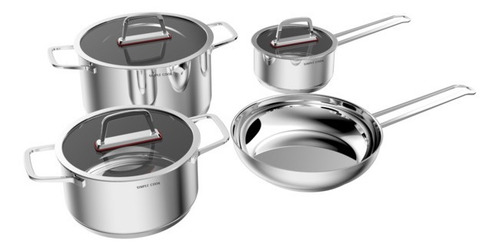 Bateria De Cocina Simple Cook Burdeos 7pzs Acero Inox