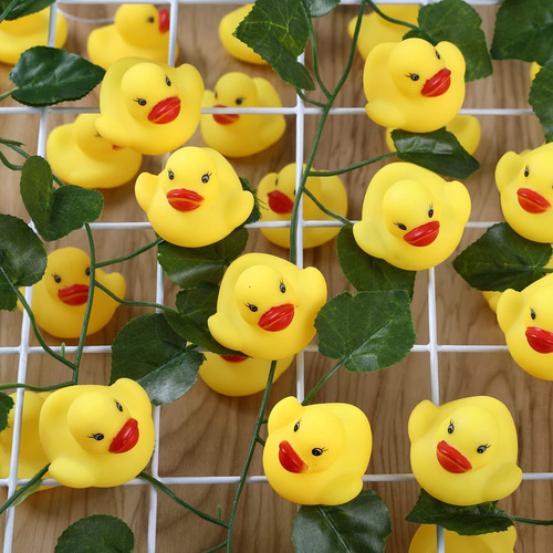 50 Piezas Float & Squeak Mini Pato De Goma Baby Bath Ducky . Color Amarillo
