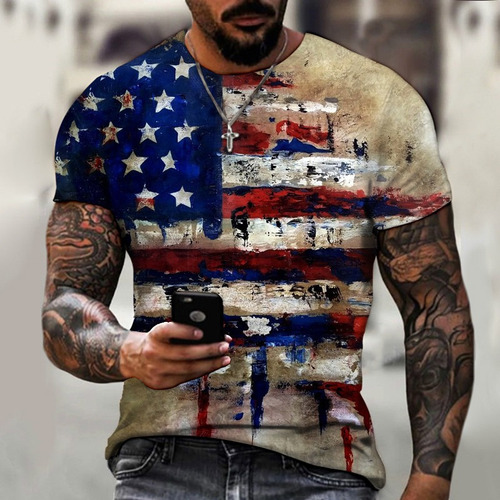 Hjb Camisetas De La Bandera Americana Camiseta Eagle Flag 3d