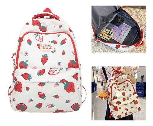 Bolsa De Mano Personalizada Con Estampado De Fresas Doodle L