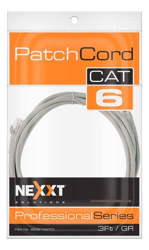 Patch Cord Nexxt Utp Cat.6 4 Pares 24awg 10ft Cm Gris E
