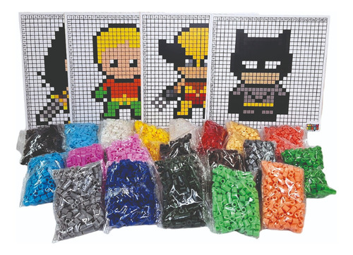 Kit Plantillas Heroes Dc Pixel Art 5mm Midi Con Accesorios Color A Diámetro 5 Mm Largo 5 Mm