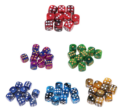 Dados Punteados De Doble Color Negro Rojo Negro Rojo 16mm