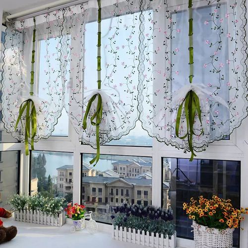 Cortinas Para Salas Sencillas Bordada Transparente De 0,8 X