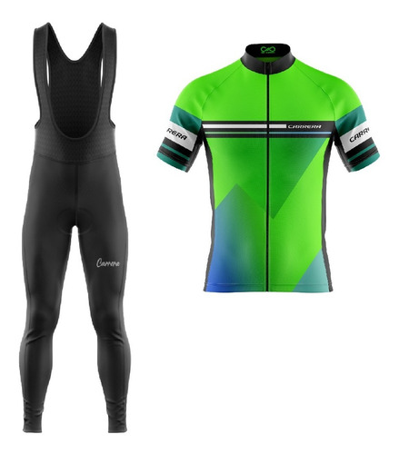 Uniforme Ciclismo Tirantas Mtb Ruta Badana Gel. Verde Neon 