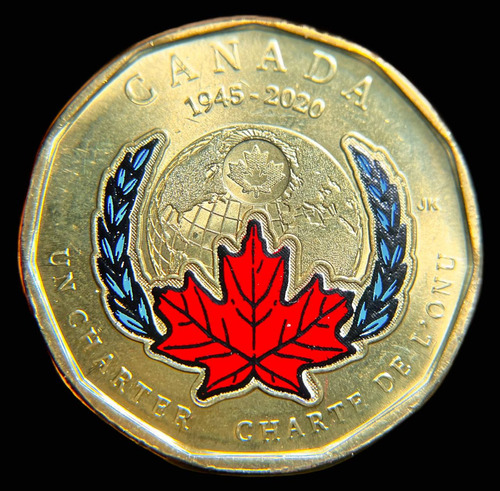 Canada, Dollar, 2020. Carta Onu. Coloreada, Sin Circular