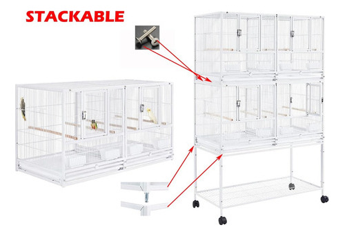 Jaula Grande Triple 3 Niveles 6 Compartimientos Para Aves