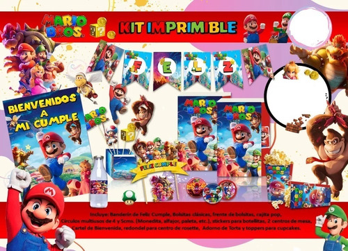 Kit Cumpleaños Imprimible Mario Bros La Pelicula