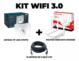Kit Wifi 3.0 San Luis - Antena Cpe710 + Router + 15mts Cable