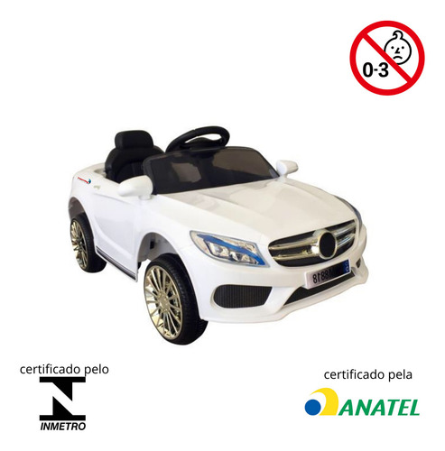 Mini Carro Eletrico Infantil 6v C/ Controle Remoto Branco