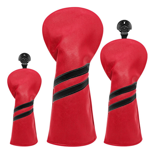 3x Golf Wood Head Covers Golf Club Headcover Hombres Rojo