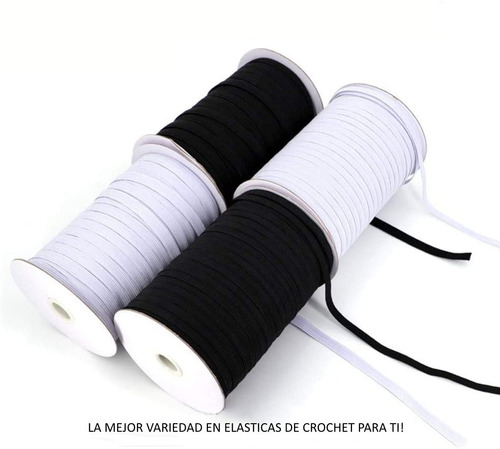 Elastica Engomado Crochet Blanca Y Negra En Varias Medidas