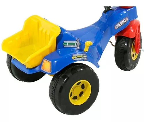 Triciclo Infantil Motoca Popó C/ Alça Tico Tico Vermelho Amarelo e