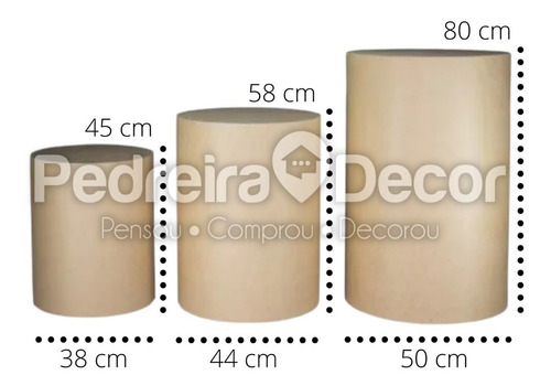 Imagem 3 de 7 de Kit Trio Mesa Cilindro + Painel Redondo Mdf 150 X 210 Grande