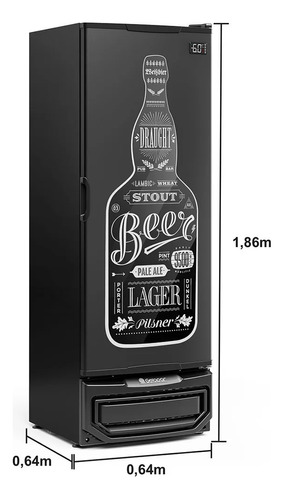 Gelopar GRBA-400 GW refrigerador vertical cervejeira 410l porta cega 220v J