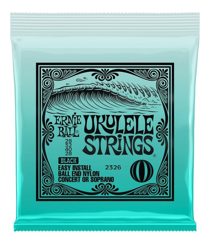 Ernie Ball Cuerdas Para Ukulele De Nylon Negro 2326 Ukelele