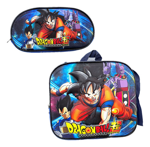 Mochila Goku Dragon Ball Z Set Lonchera+ Lapicera 3d Luz Led Dragon Ball Z Azul Mochila Goku Combo 3 Piezas