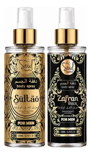 Kit 2 Body Splash Sultão + Zafran Black 200ml Soul