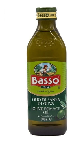 Aceite De Oliva Basso Pomace Italiano 500 Ml Tcec