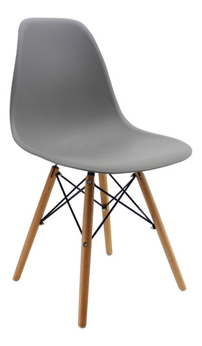 Silla Eames Para Comedor, Sala, Con Patas En Madera Color de la estructura de la silla Gris