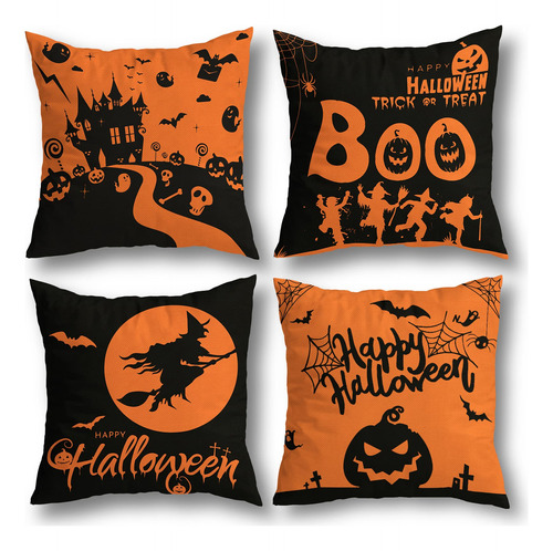 Juego De 4 Fundas De Almohada Para Decoracin De Halloween De