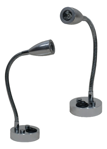 Lampara Pared 12v (x2) 3w 24v Led Iluminación Motorhome Yate Cromo