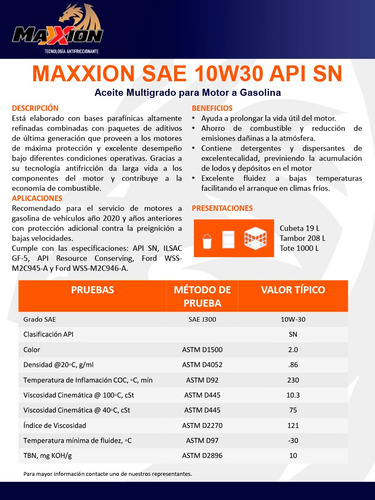 Aceite 10w30 Mineral Maxxion