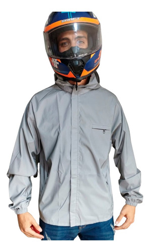 Chaqueta Rompe Vientos Capucha Reflectiva Semi Impermeable 