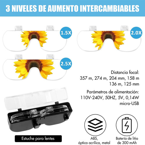 Lentes Lupa Luz Led Para Extensión De Pestañas,microblading