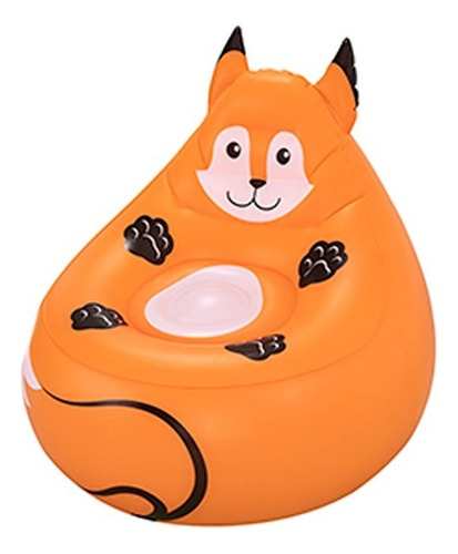 Sillón Infantil Inflable Silla Puff Plástico Pvc Animalitos Color Naranja
