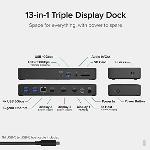 Estación De Acoplamiento Para Tres Monitores Usb-c 13 En 1 E