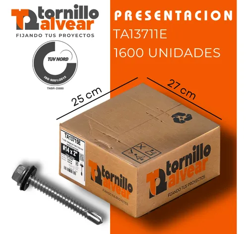 Tornillo Autoperforante Hexagonal 14x1-1/2 Mecha X1600 Techo