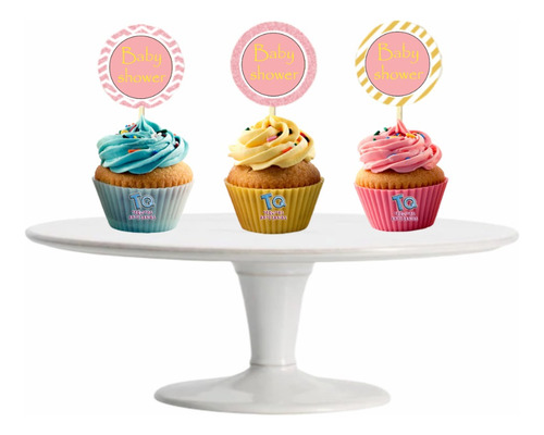 Baby Shower Niña Cupcake Toppers Adorno Para Muffins X10