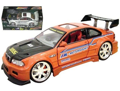 Carro De Juguete Escala 1/24 Bmw M3 E36/naranja. Marca Pyle