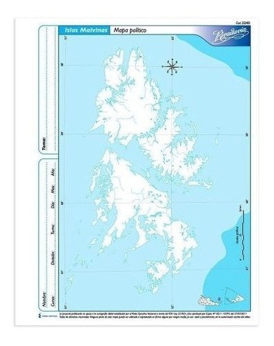 Mapas Rivadavia N°3 Block X40 Islas Malvinas Político