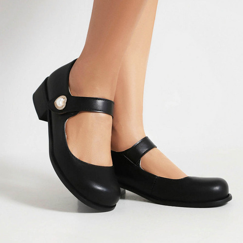 ) Zapatos De Verano Con Cabeza Redonda Y Tacones Bajos De