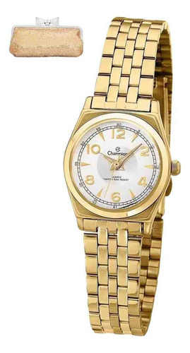 Relógio Champion Dourado Feminino Ch26211g Fundo Branco