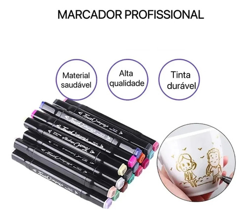 De Kit Caneta Touch 120 Cores Profissional Ponta Dupla C/