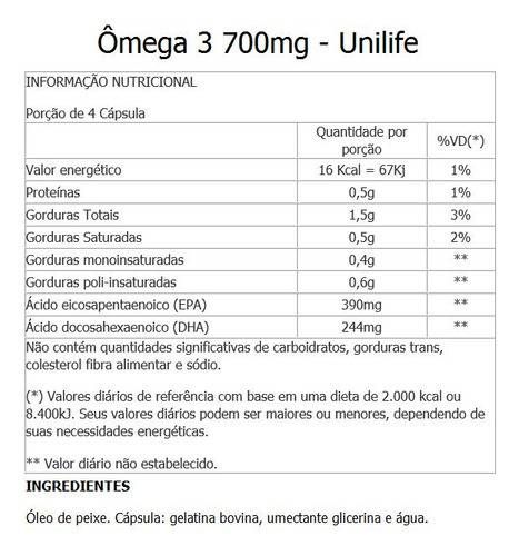 Ômega 3 700mg 3x120 Cápsulas Unilife