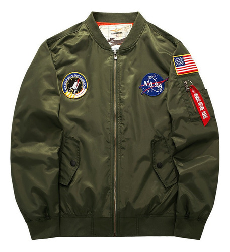 Chaqueta Piloto Bomber Bordada Jack Talla Grande Para Hombre