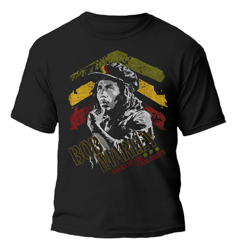 Remera Bob Marley Diseño Retro Stand Up! 100% Algodón