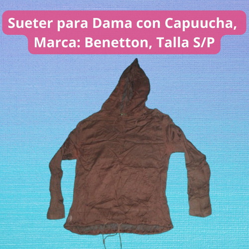 Sueter Con Capucha Para Dama, Talla S