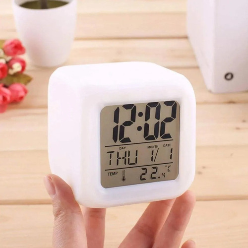 Reloj Despertador/alarma Cubo Luminoso Digital 6 Colores