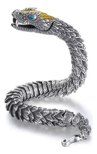 Nihay Pulsera De Serpiente Real Hecha A Mano De Plata 925